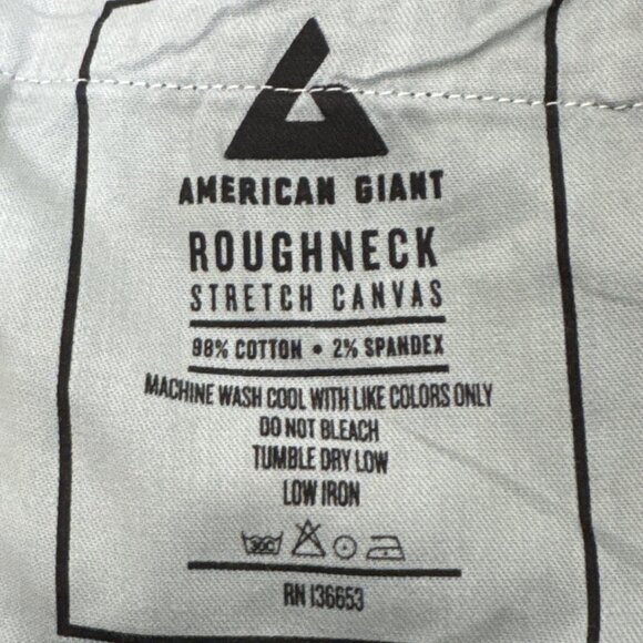 American Giant Men's 34/34 Roughneck Straight Stretch Canvas Pants Blue NWOT - Picture 10 of 12